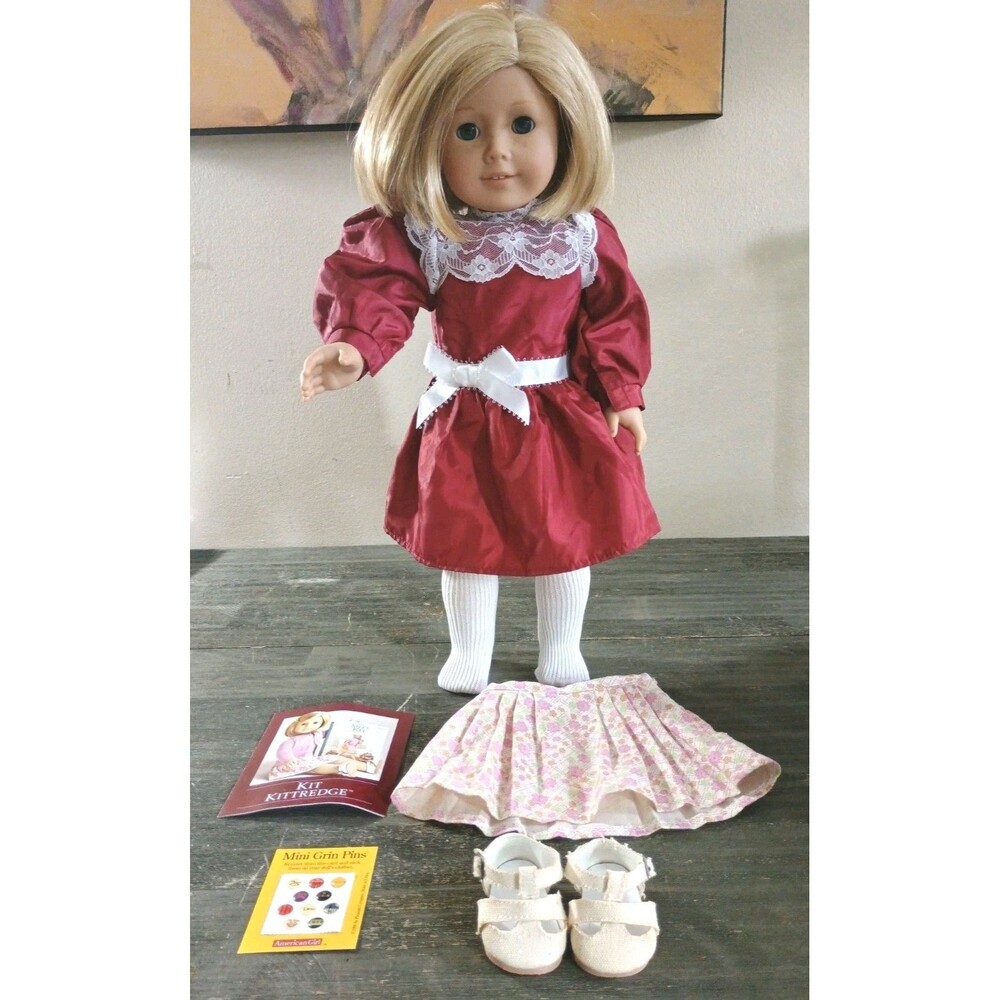Pleasant Company American Girl Kit Kittredge Skirt Shoes 18" Doll Grin Pins